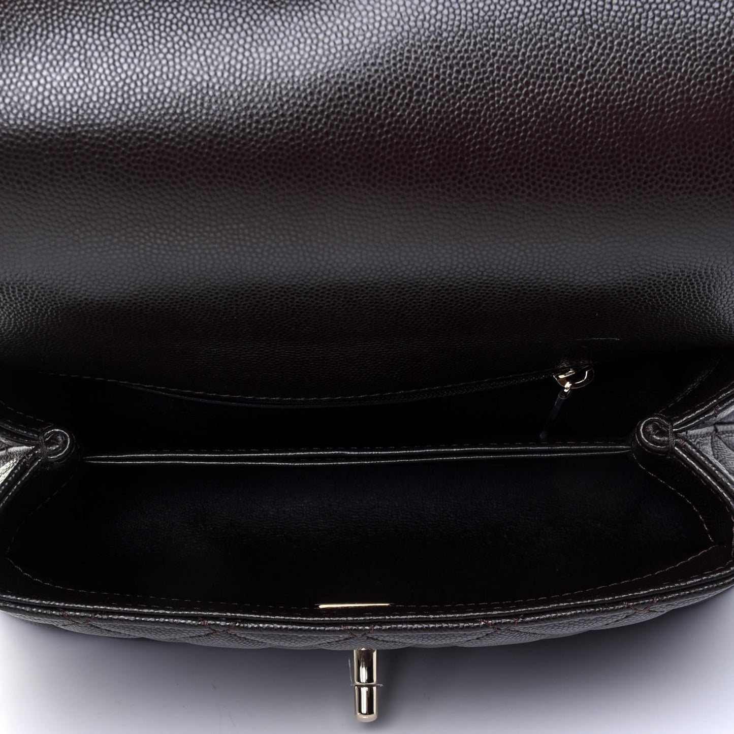 Caviar Quilted Mini Coco Handle Flap Dark Brown