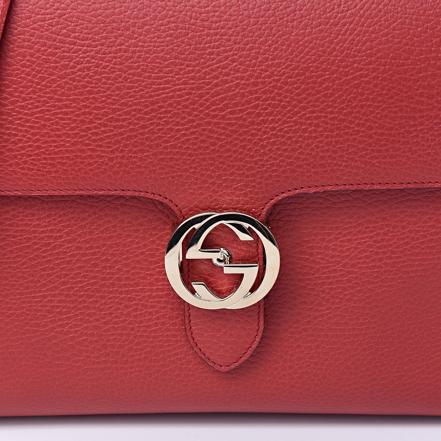 Dollar Calfskin Medium Interlocking G Top Handle Shoulder Bag Red