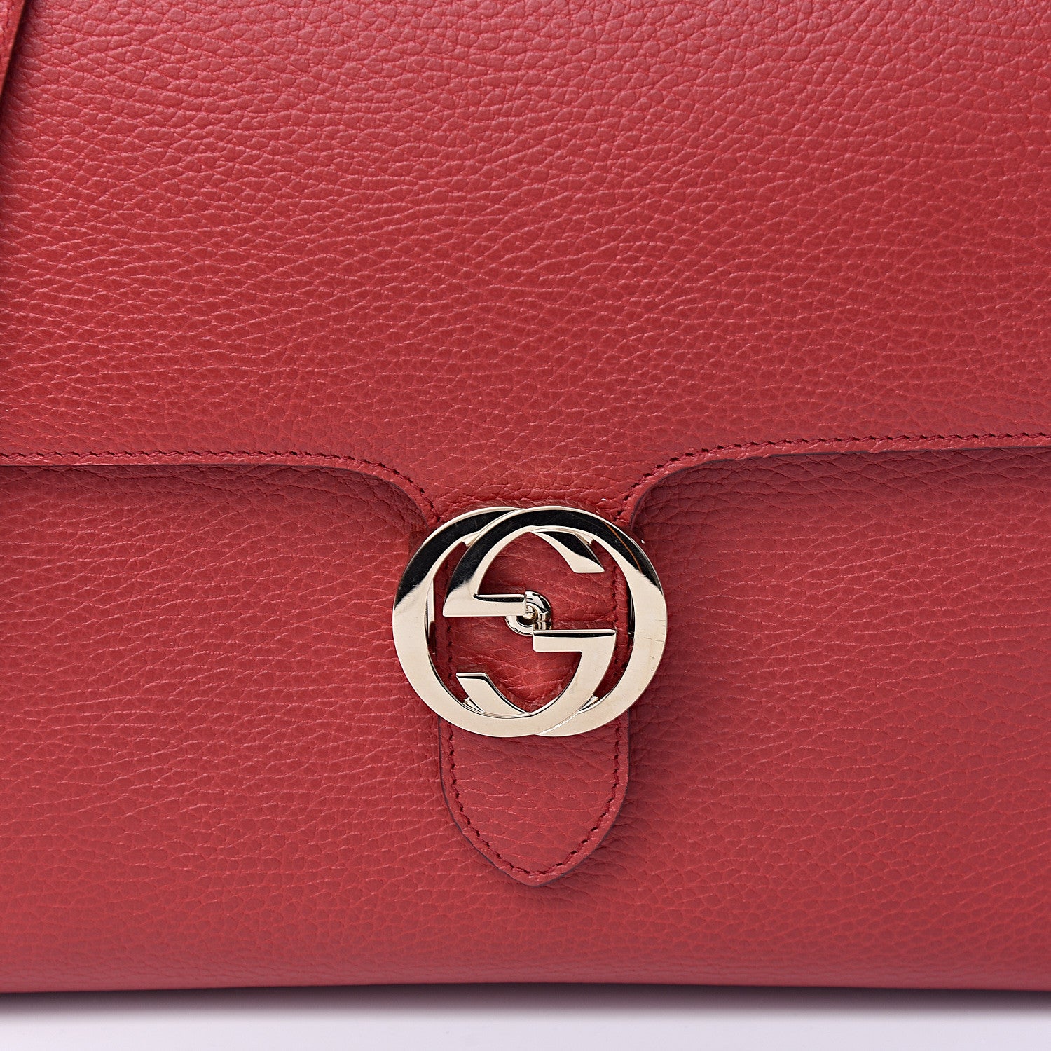 Gucci Dollar Calfskin Medium Interlocking G Top Handle Shoulder Bag Red 10 of 10