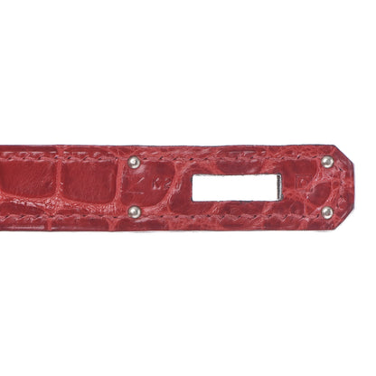 Hermes Shiny Porosus Crocodile Birkin 35 Rouge Vif 26 of 32