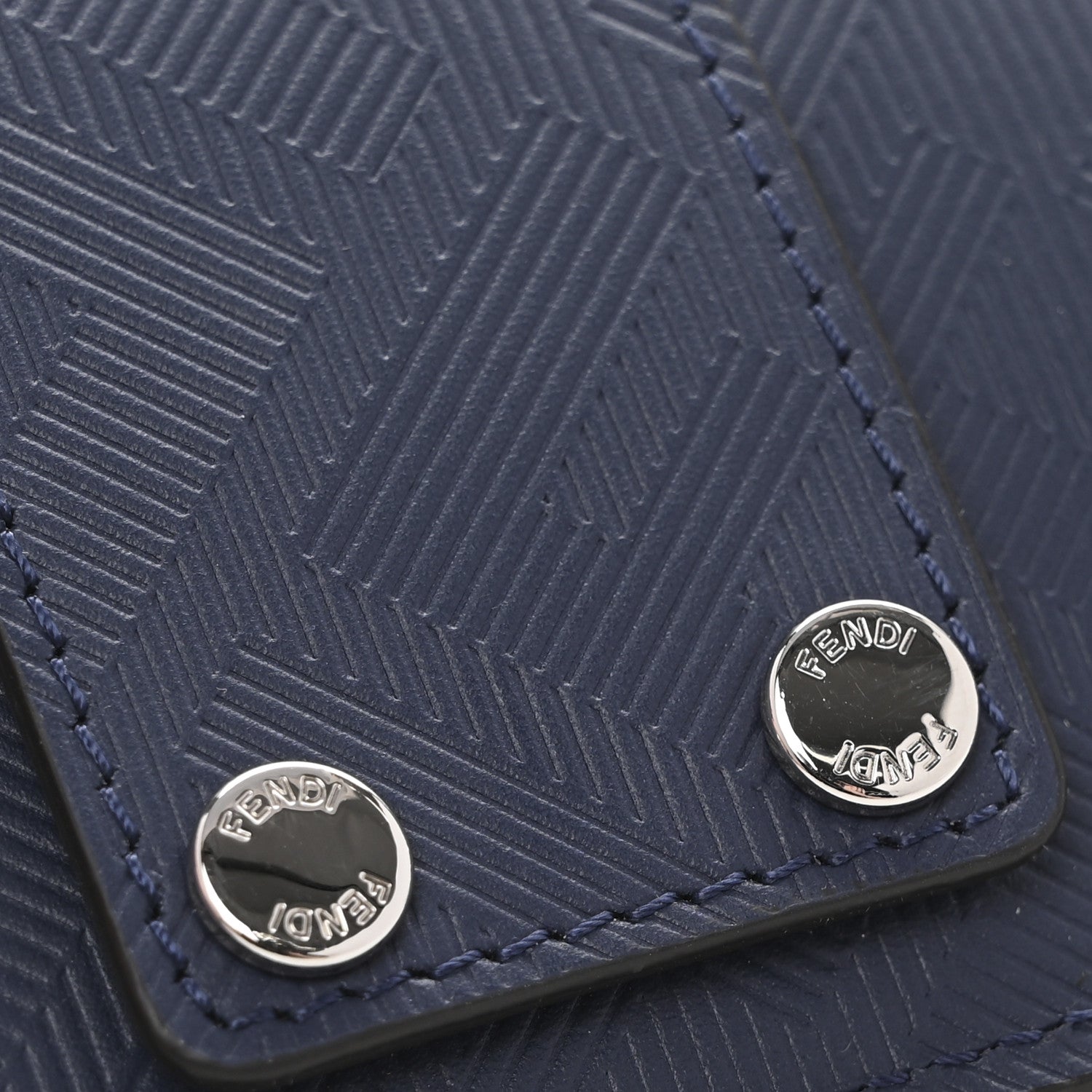Fendi Calfskin FF Embossed Baguette Card Case Blueberry 8 of 10