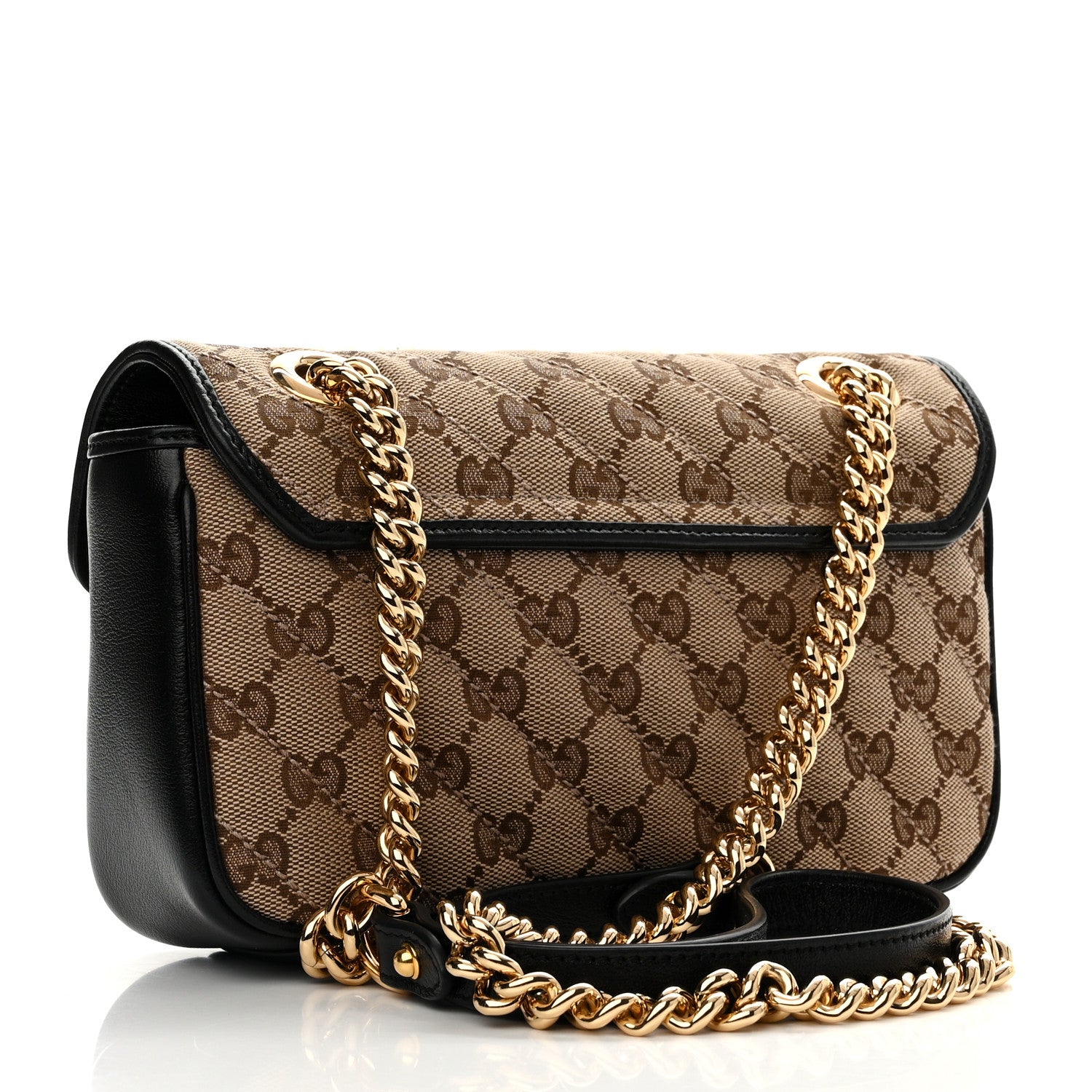Gucci Monogram Matelasse Diagonal Mini GG Marmont Shoulder Bag Beige Black 3 of 11