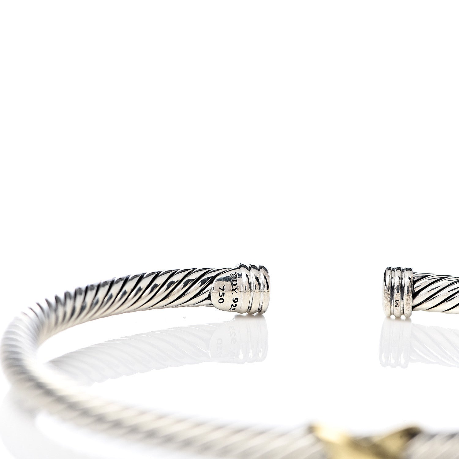 David Yurman Sterling Silver 18K Yellow Gold 4mm X Station Cable Bracelet 4 of 4
