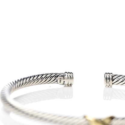 David Yurman Sterling Silver 18K Yellow Gold 4mm X Station Cable Bracelet 4 of 4