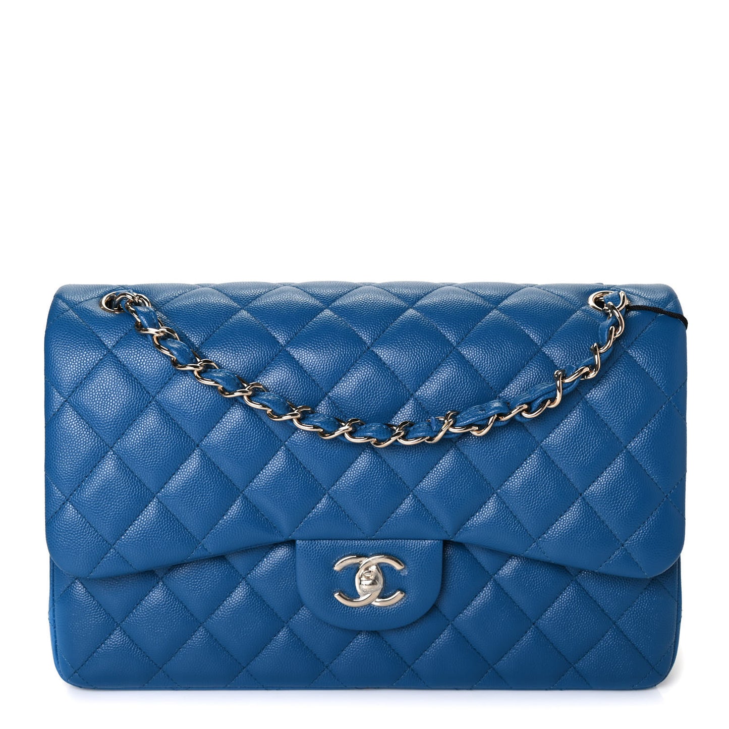 Caviar Quilted Jumbo Double Flap Blue