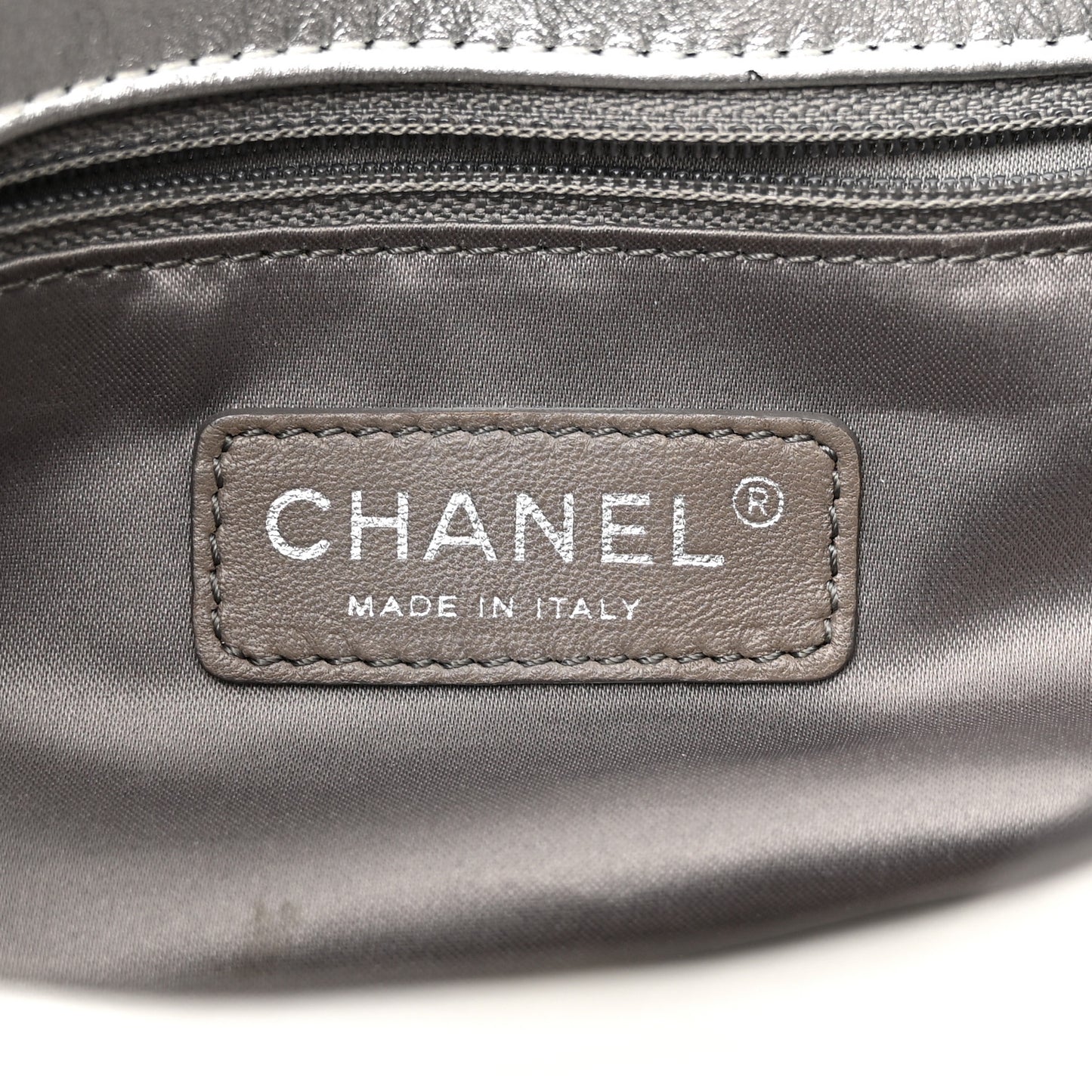 Metallic Distressed Lambskin Quilted CC Flap Ivory
