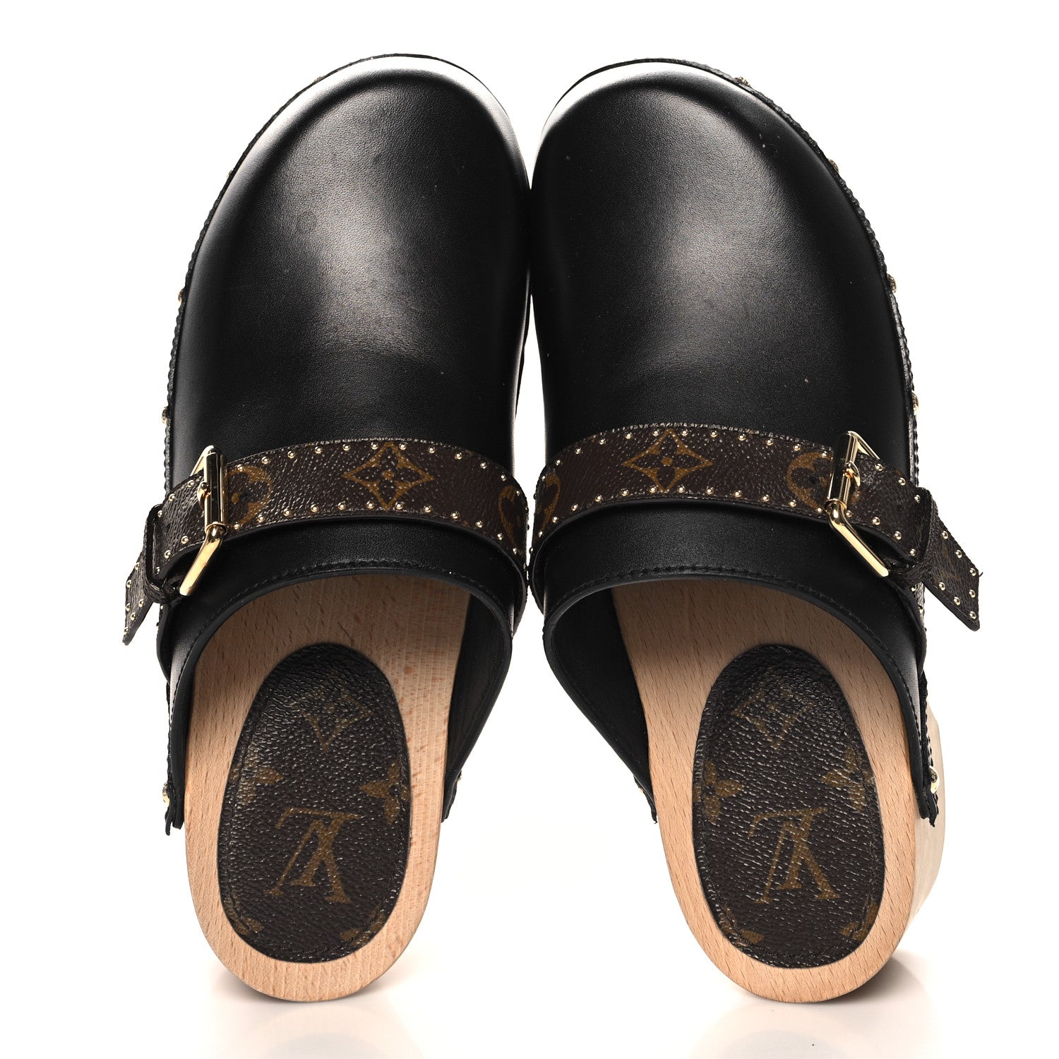 Louis Vuitton Calfskin Patent Monogram Cottage Clog Mules 40 Black 2 of 8