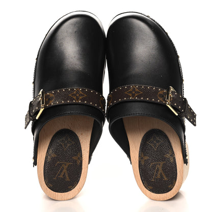 Louis Vuitton Calfskin Patent Monogram Cottage Clog Mules 40 Black 2 of 8