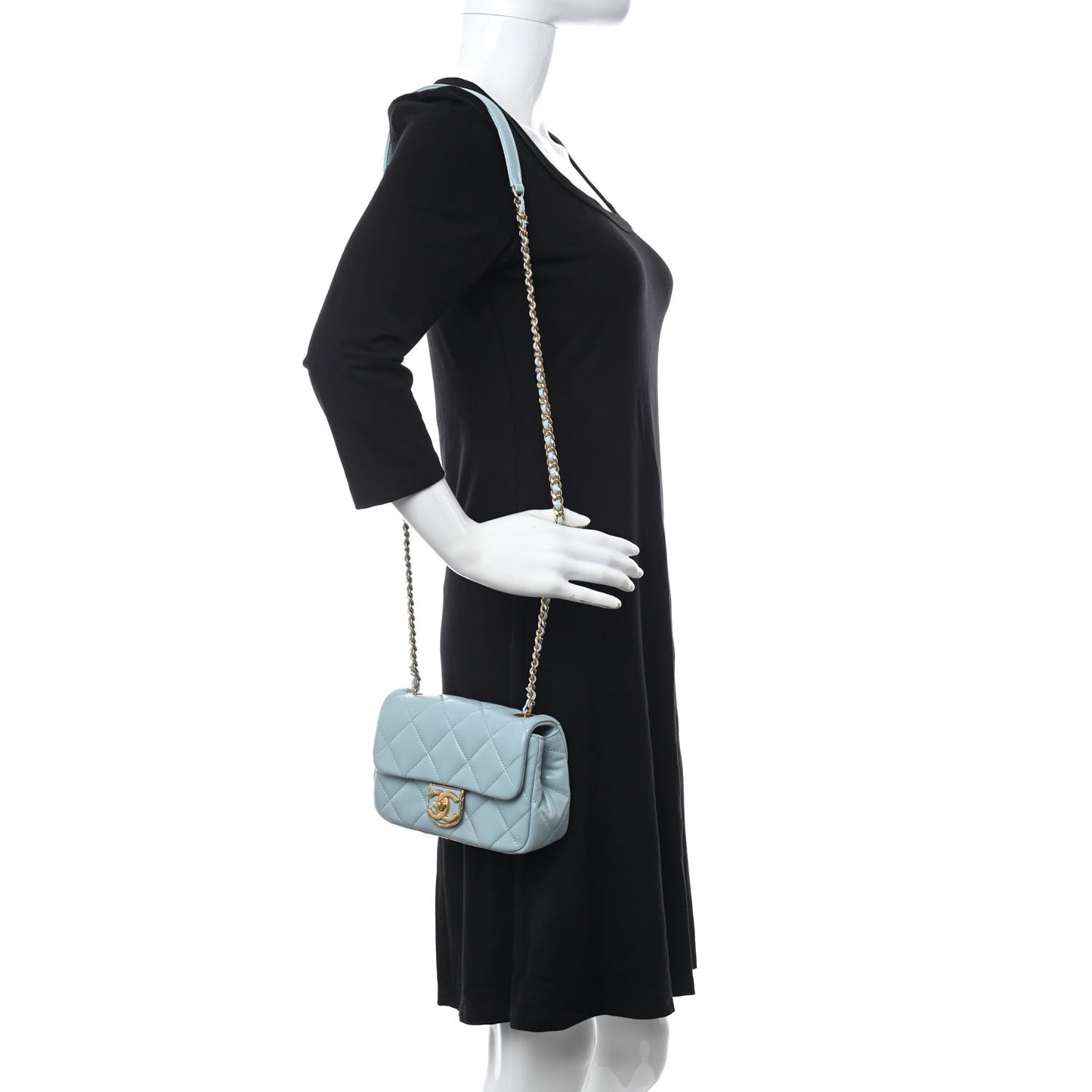 Lambskin Quilted Mini Flap Light Blue