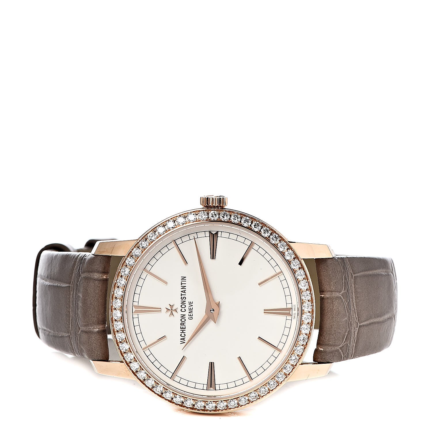 Vacheron Constantin 18K Pink Gold Alligator Diamond Bezel 33mm Patrimony Traditionnelle Manual Winding Watch 81590 3 of 10