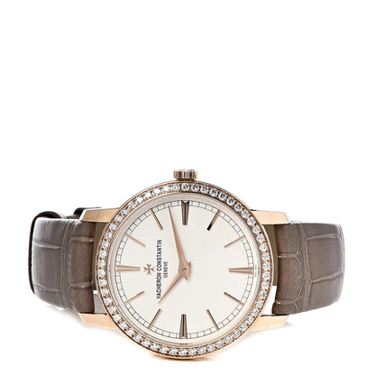 Vacheron Constantin 18K Pink Gold Alligator Diamond Bezel 33mm Patrimony Traditionnelle Manual Winding Watch 81590 3 of 10