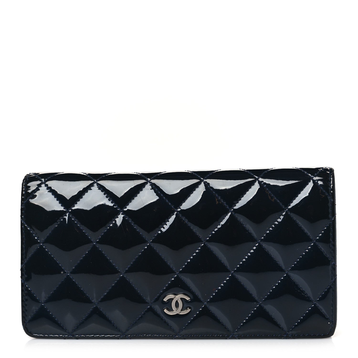 Chanel Patent Calfskin Quilted Yen Wallet Blue 1 of 13