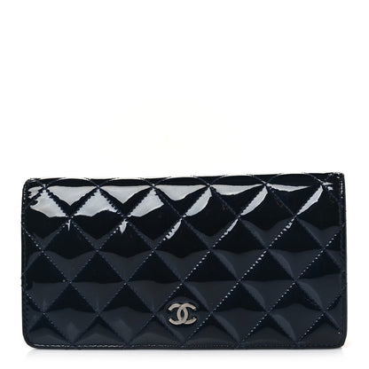 Chanel Patent Calfskin Quilted Yen Wallet Blue 1 of 13