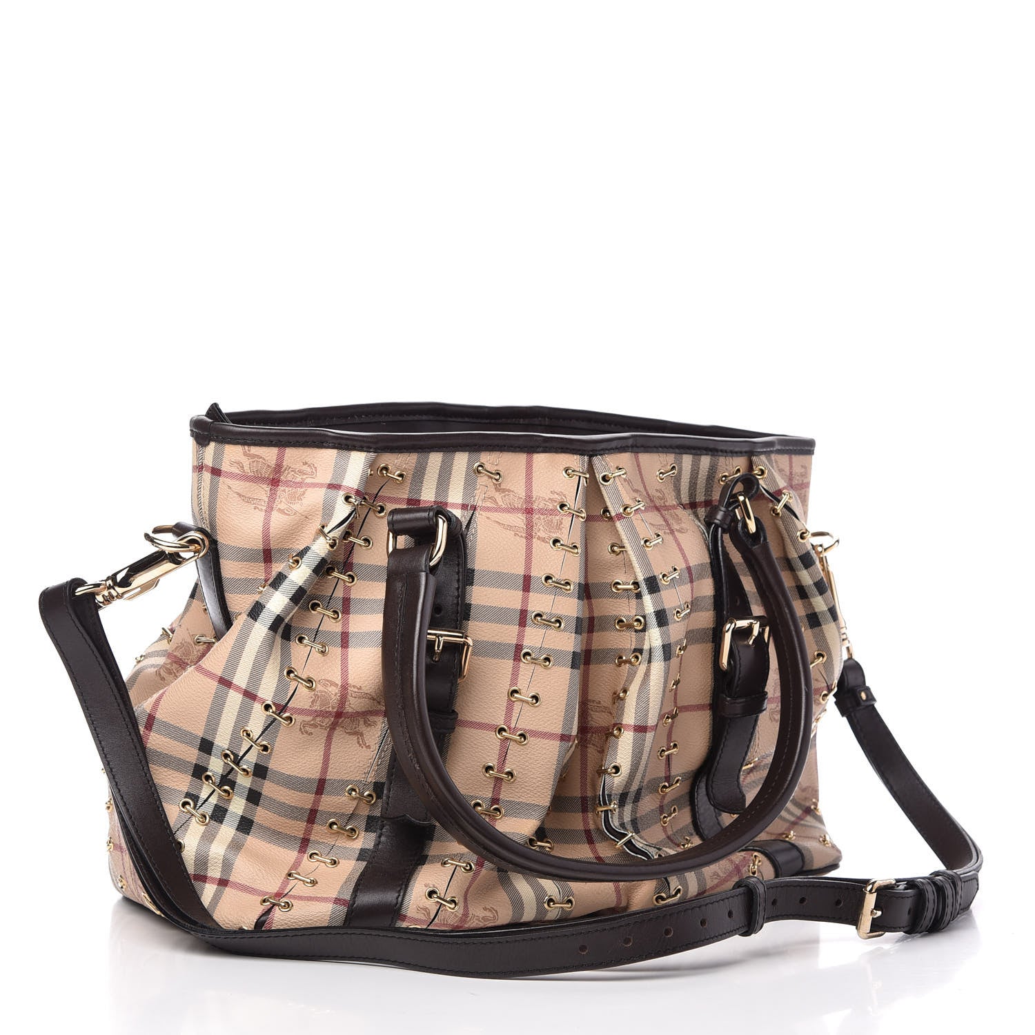 Burberry Haymarket Check Metal Stitch Lowry Dark Brown 3 of 9