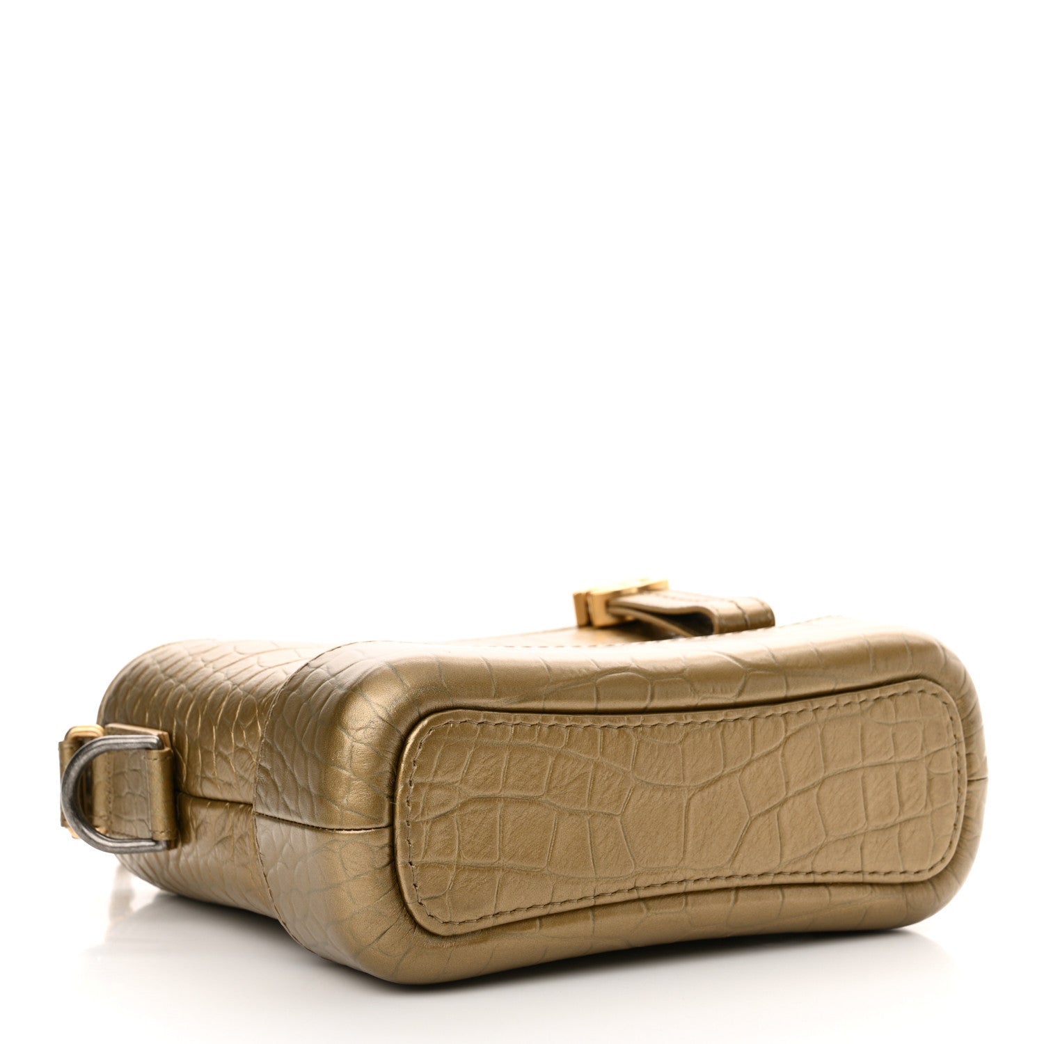 Chanel Metallic Calfskin Crocodile Embossed Cocodile Small Gabrielle Hobo Gold 4 of 11