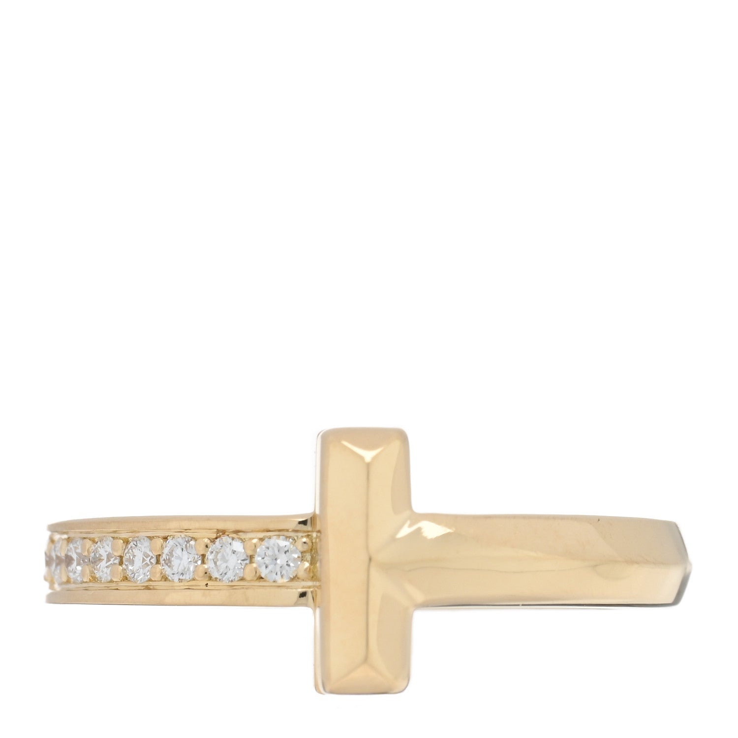 Tiffany 18K Yellow Gold Diamond 2.5mm T T1 Ring 47 4 1 of 5