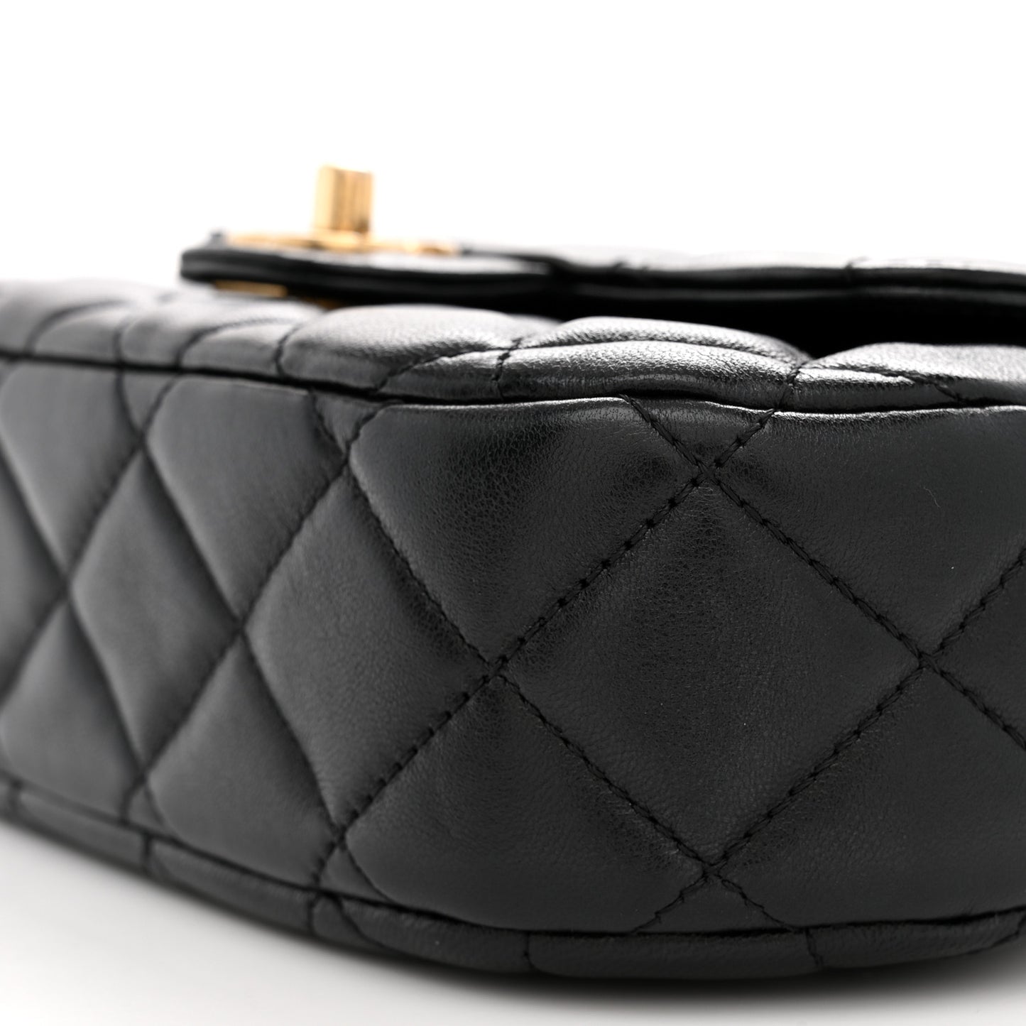 Lambskin Quilted Baywatch Top Handle Flap Black