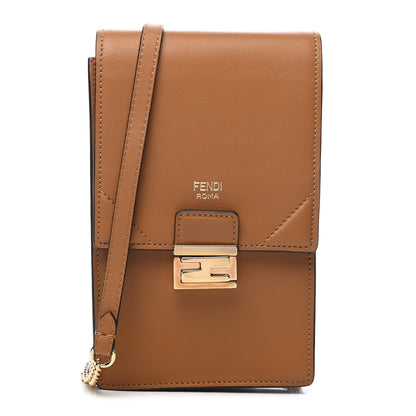 Fendi Vitello Grace Matte Kan U Vertical Wallet On Chain Nocciola 1 of 9