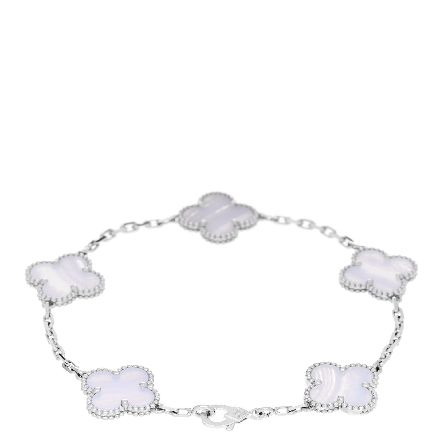 18K White Gold Chalcedony 5 Motifs Vintage Alhambra Bracelet