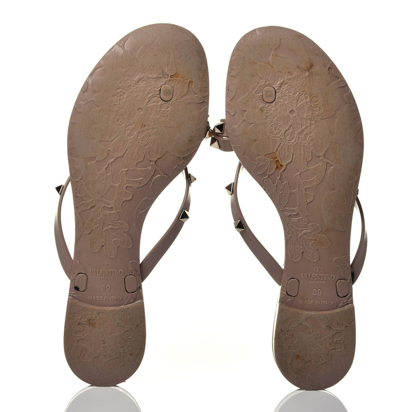 PVC Jelly Rockstud Bow Thong Sandals 39 Poudre