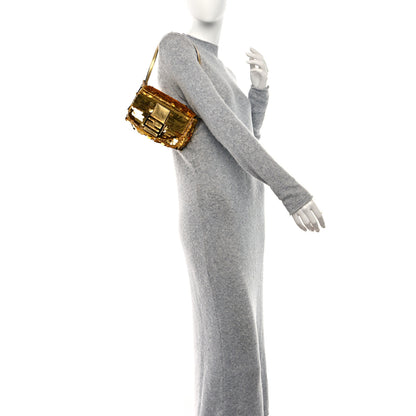 Fendi Satin Sequin Mini Baguette 1997 Gold 2 of 10