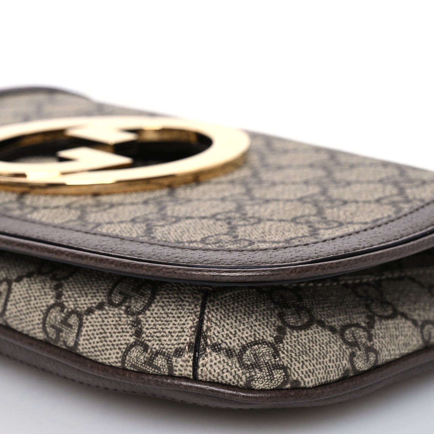 GG Supreme Monogram Textured Dollar Calfskin Blondie Chain Shoulder Flap Bag Beige Ebony New Acero