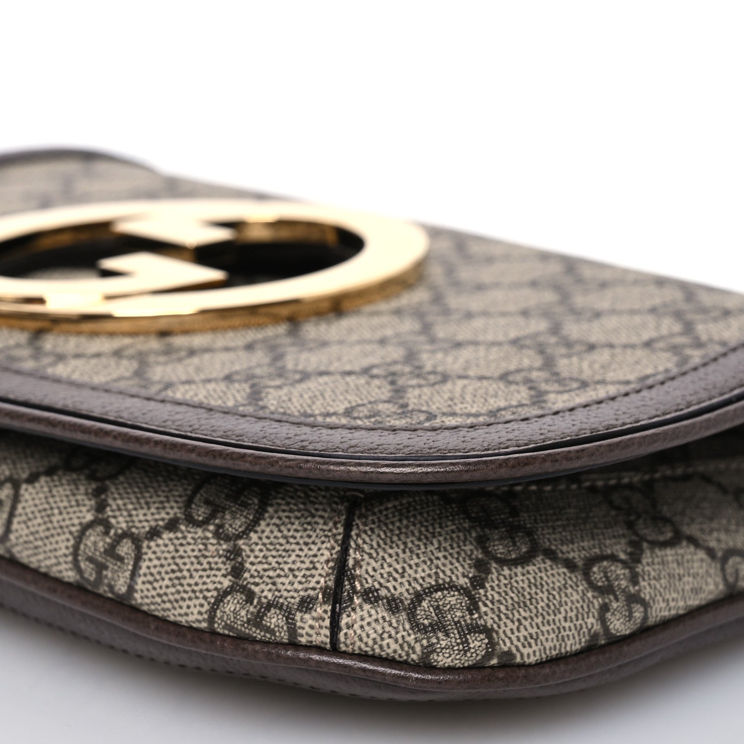 Gucci GG Supreme Monogram Textured Dollar Calfskin Blondie Chain Shoulder Flap Bag Beige Ebony New Acero 10 of 14