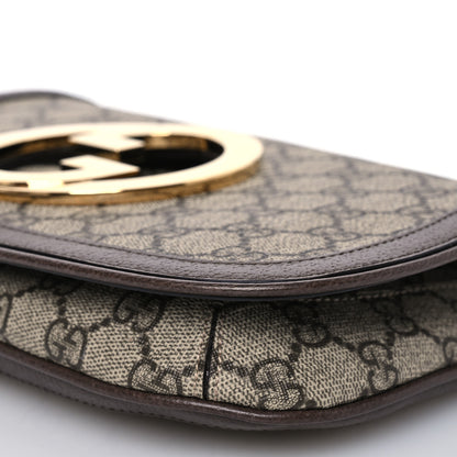 Gucci GG Supreme Monogram Textured Dollar Calfskin Blondie Chain Shoulder Flap Bag Beige Ebony New Acero 10 of 14
