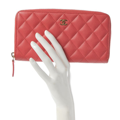 Chanel Caviar Quilted Large Gusset Zip Around Wallet Pink 2 of 12