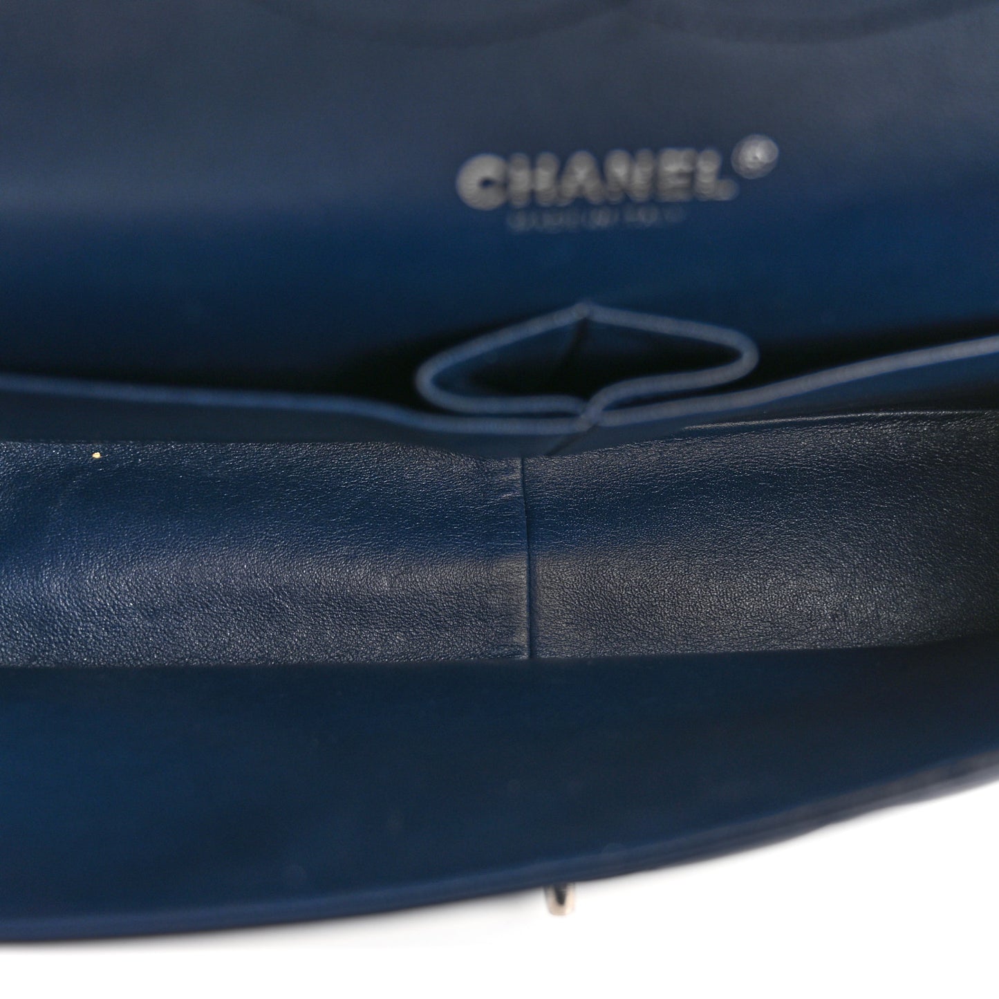 Patent Quilted Jumbo Double Flap Navy Blue