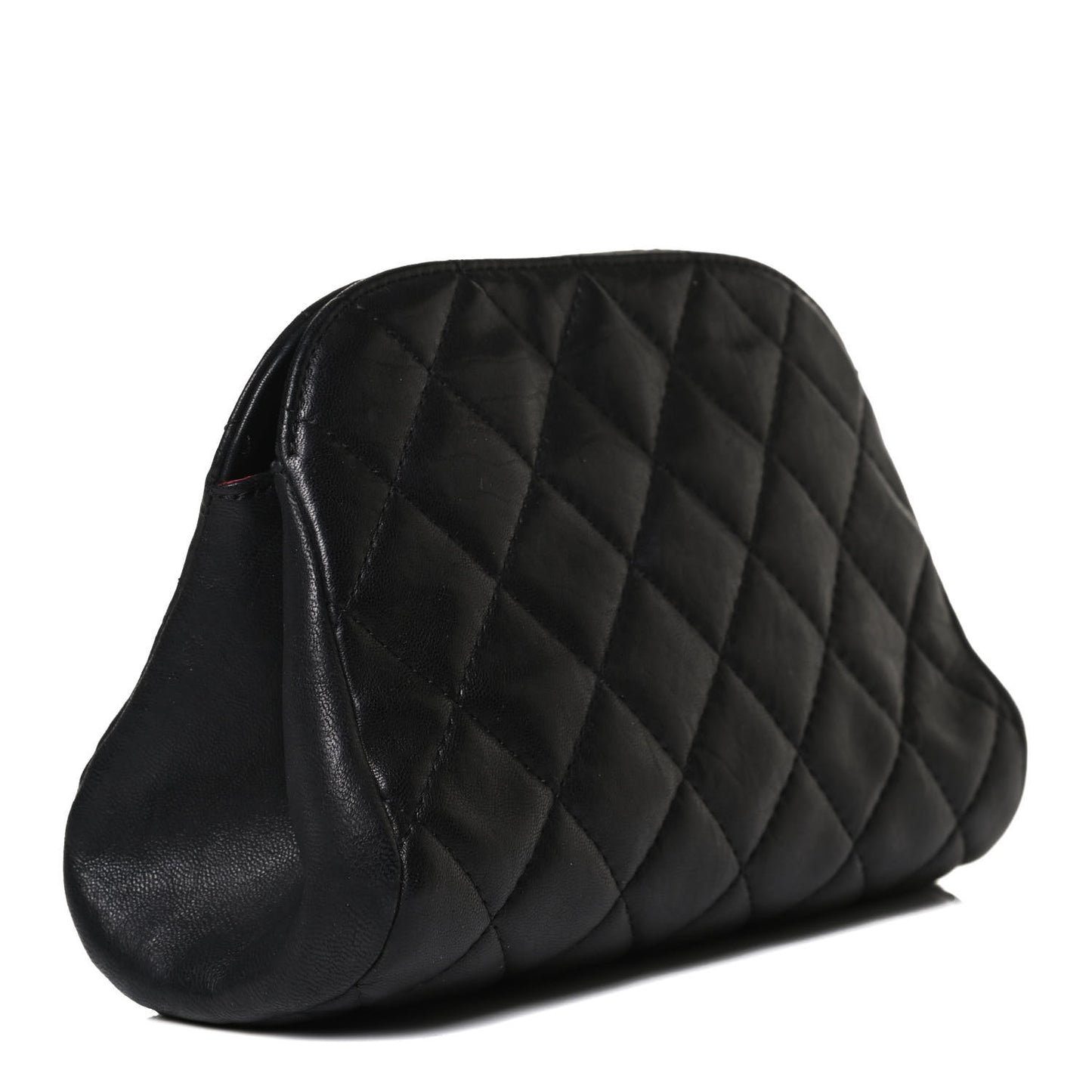 Aged Calfskin Quilted Leo Lion Clutch Black