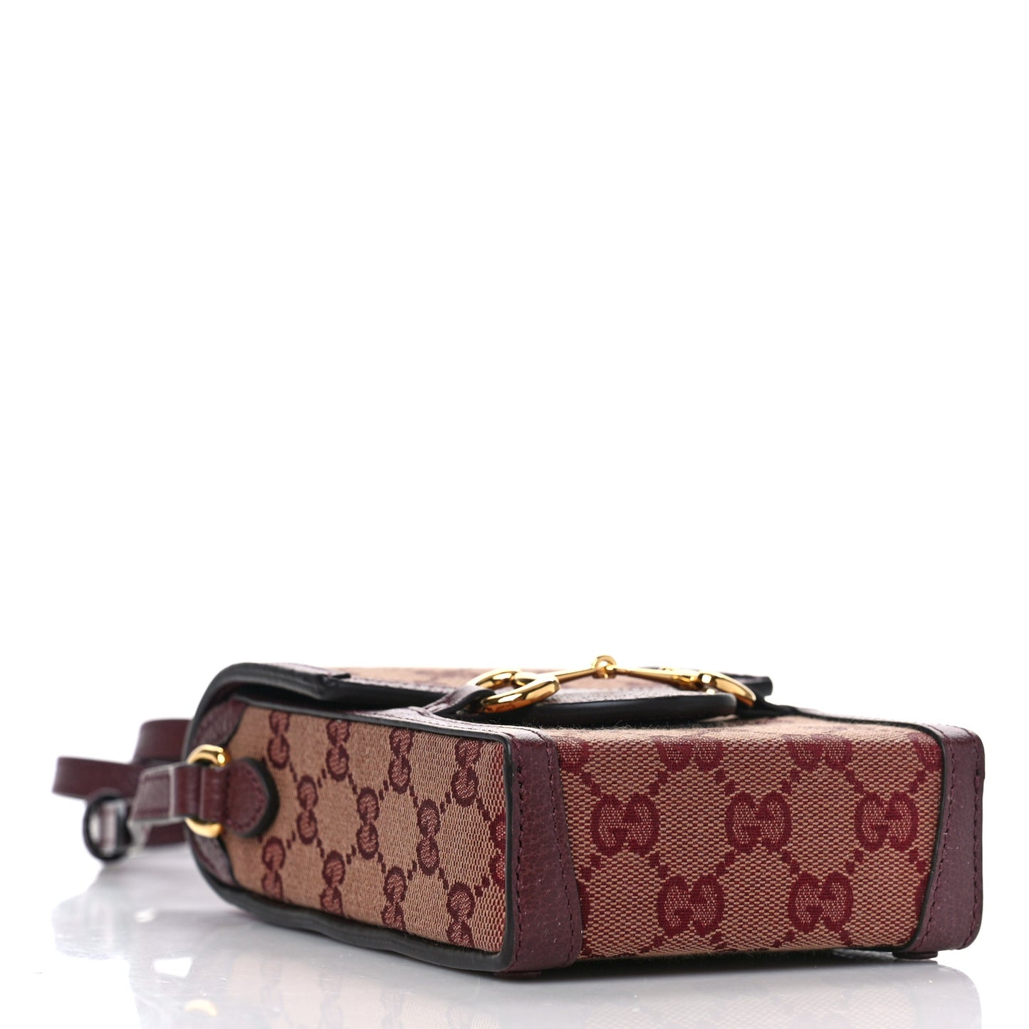 Monogram Textured Dollar Calfskin Mini Horsebit 1955 Crossbody Bag Sahara Rubino Chardonnay