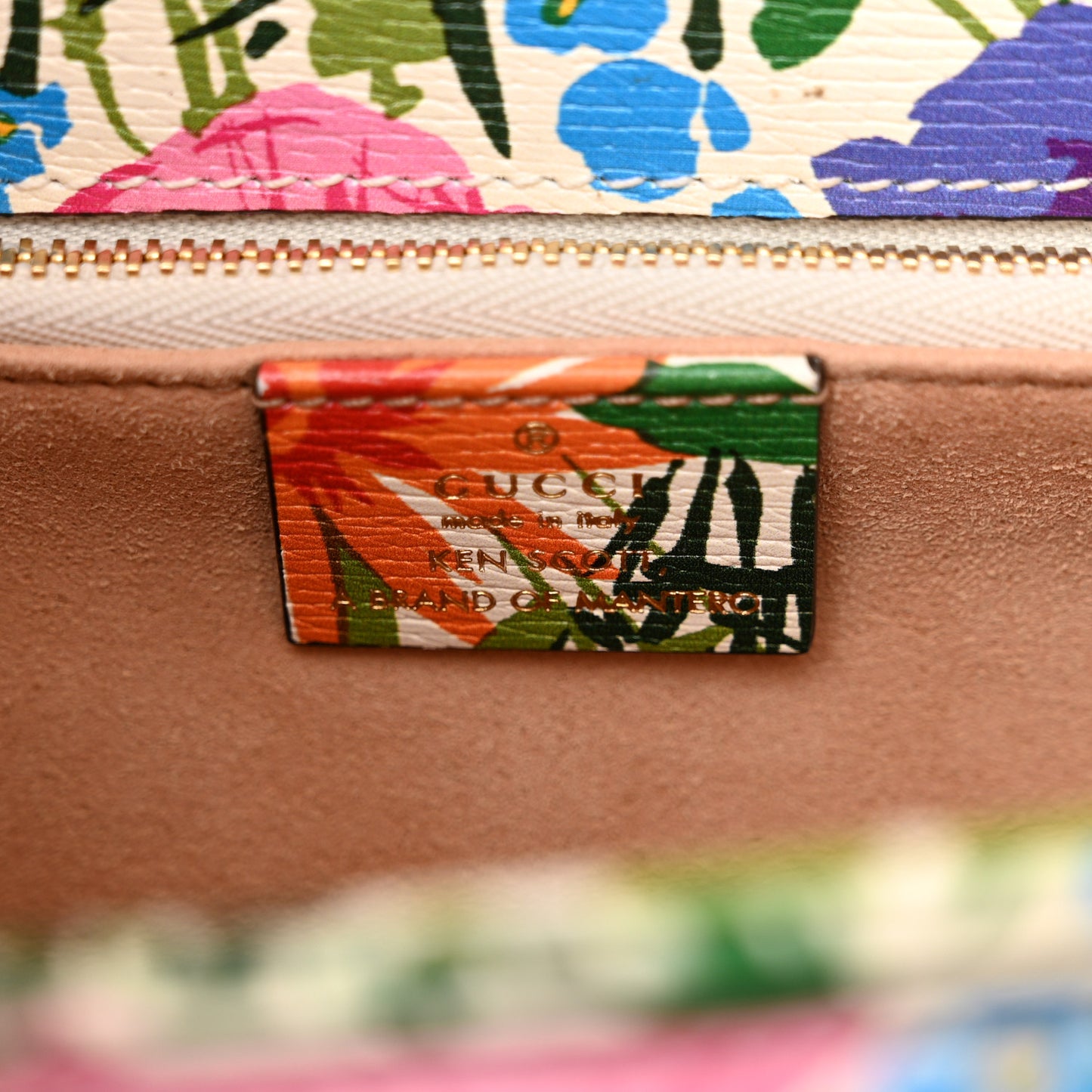 X KEN SCOTT New Shangai Calfskin Jardin D'Avril Floral Print Horsebit 1955 Shoulder Bag Ivory Pink Wild Rose