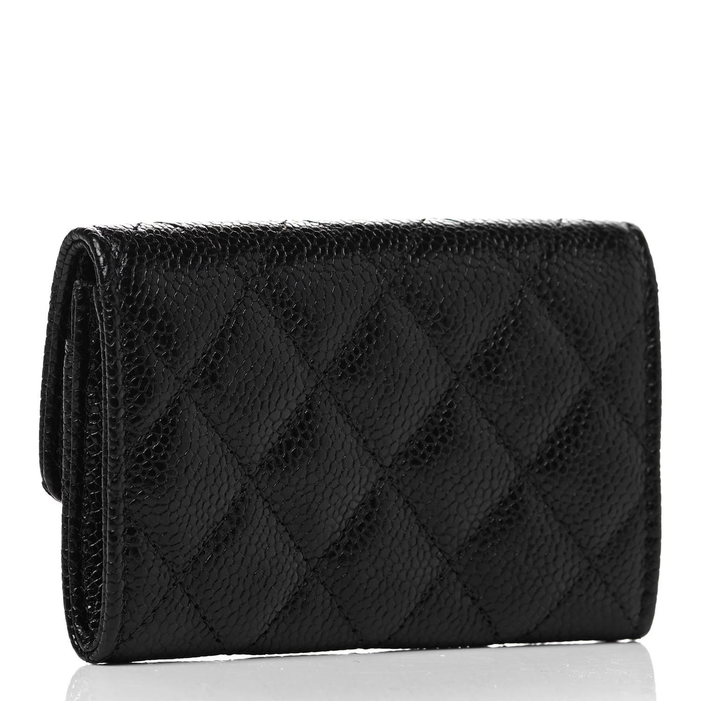 Caviar Quilted Incognito Flap Card Holder Black