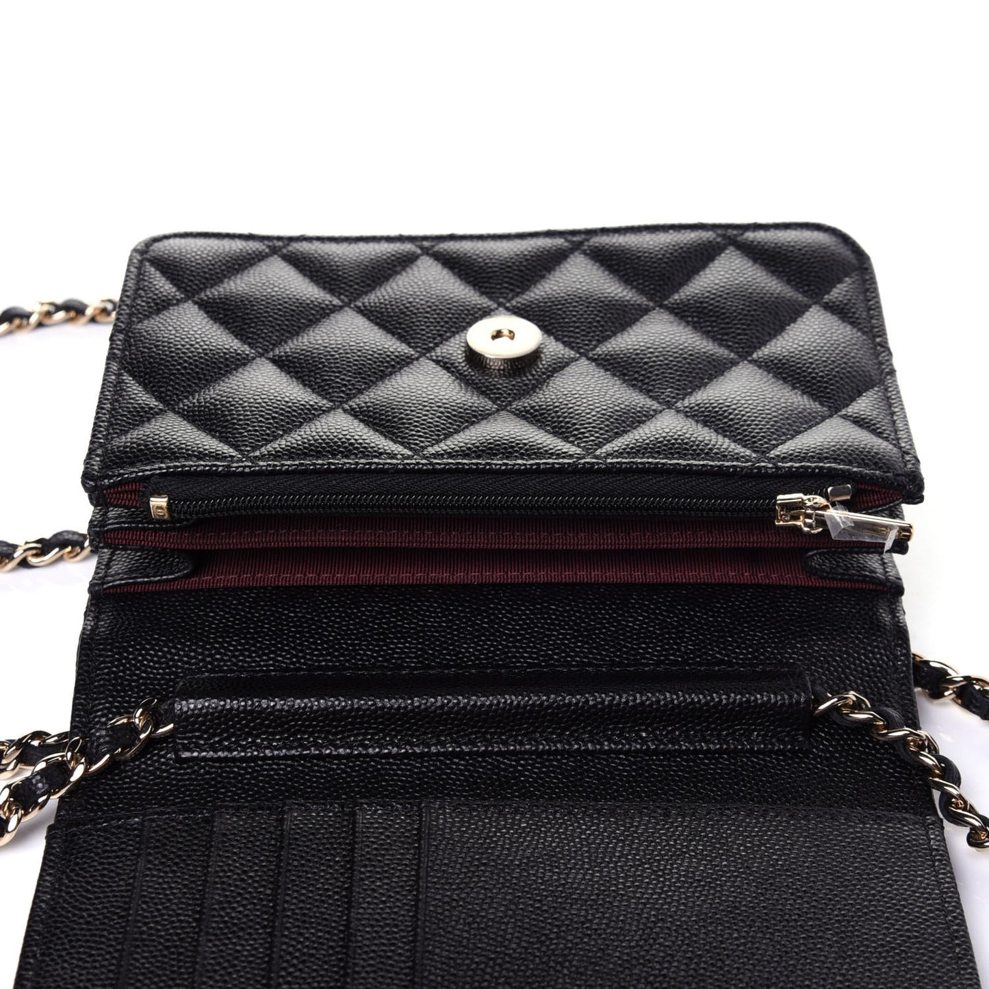Caviar Quilted Mini Wallet On Chain WOC Black