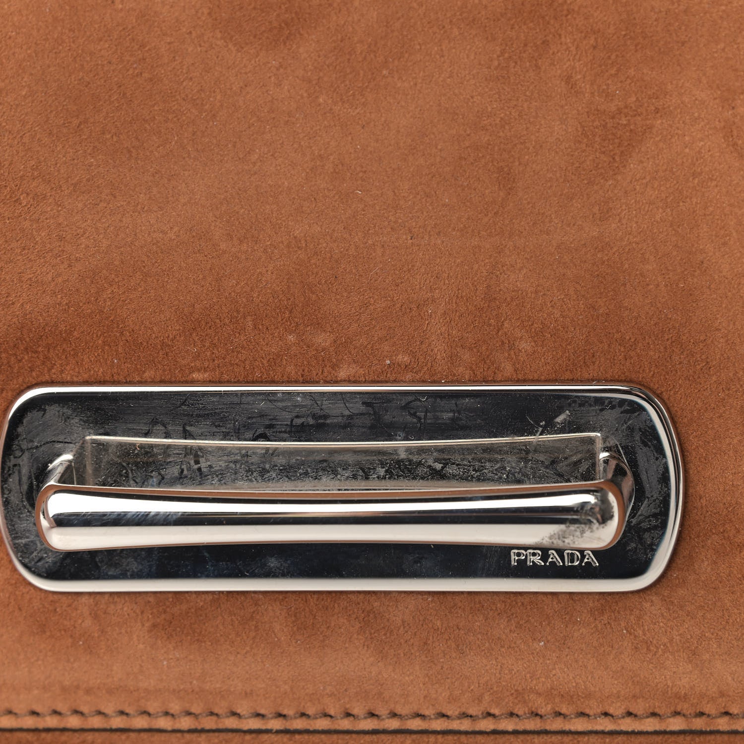 Prada Camoscio City Calfskin Sidonie Shoulder Bag Palissandro 7 of 7