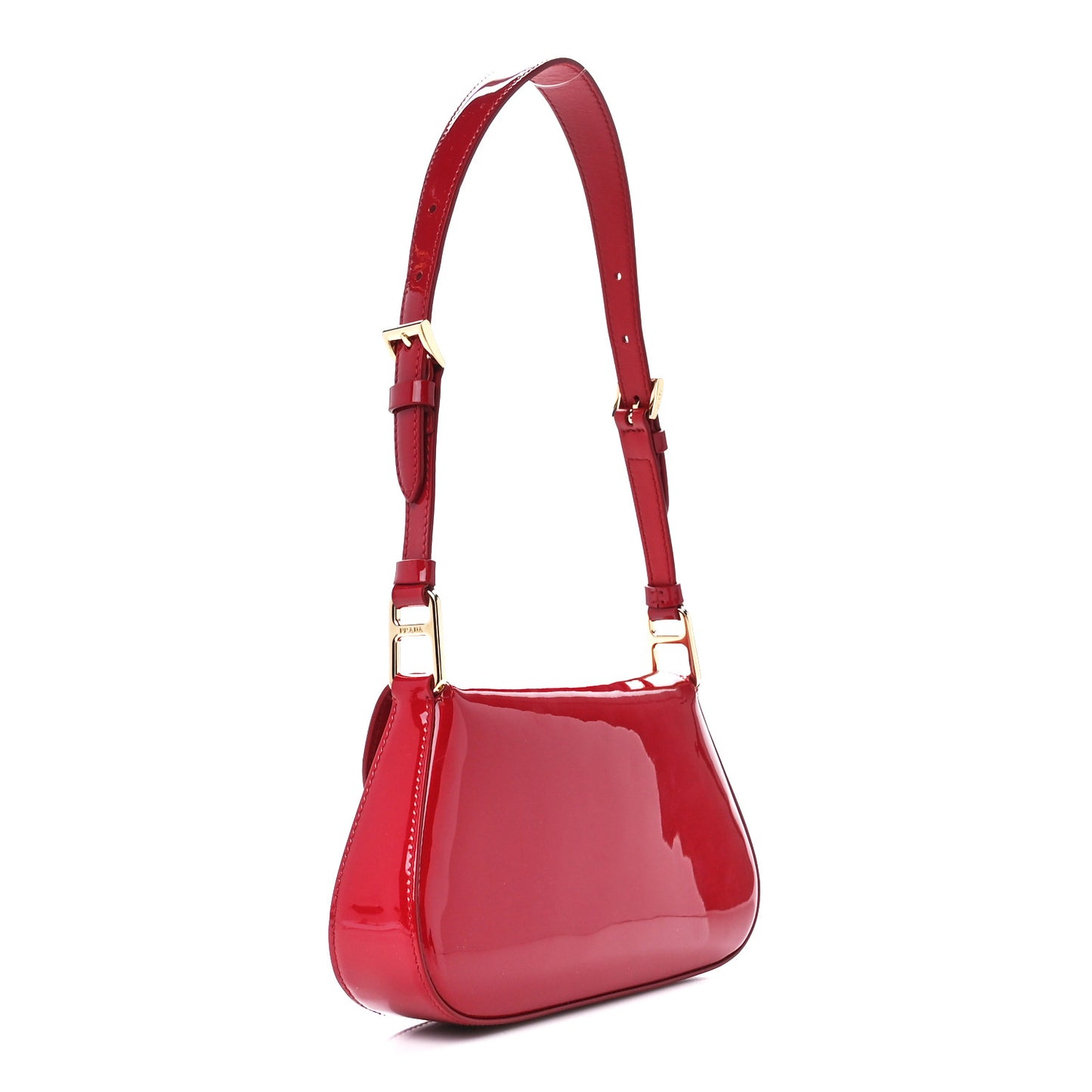 Vernice Triangle Logo Flap Adjustable Strap Shoulder Bag Cherry