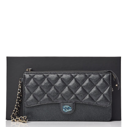 Chanel Iridescent Caviar Quilted Classic Pouch With Handle Black 8 of 8