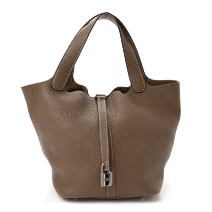 Hermes Taurillon Clemence Picotin Lock 22 MM Etoupe 1 of 10