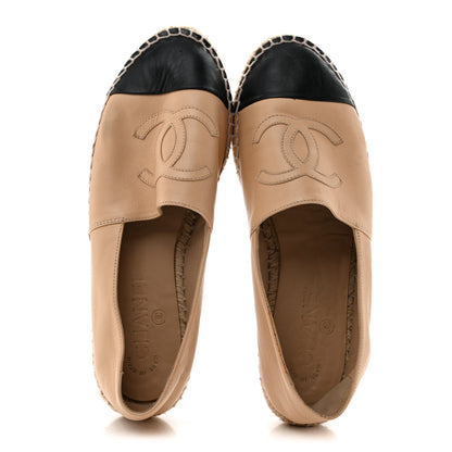 Chanel Lambskin CC Espadrilles 37 Beige Black 2 of 10