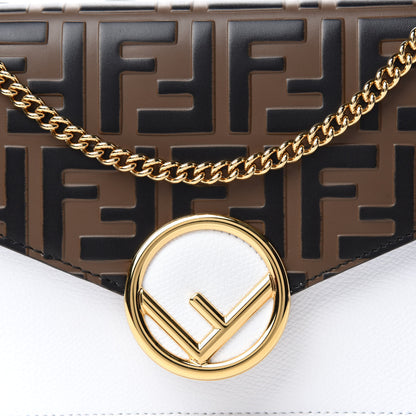 Fendi Vitello Cruise F is Fendi FF 1974 Embossed Medium Envelope Wallet On Chain Optical White Maya Black 10 of 10