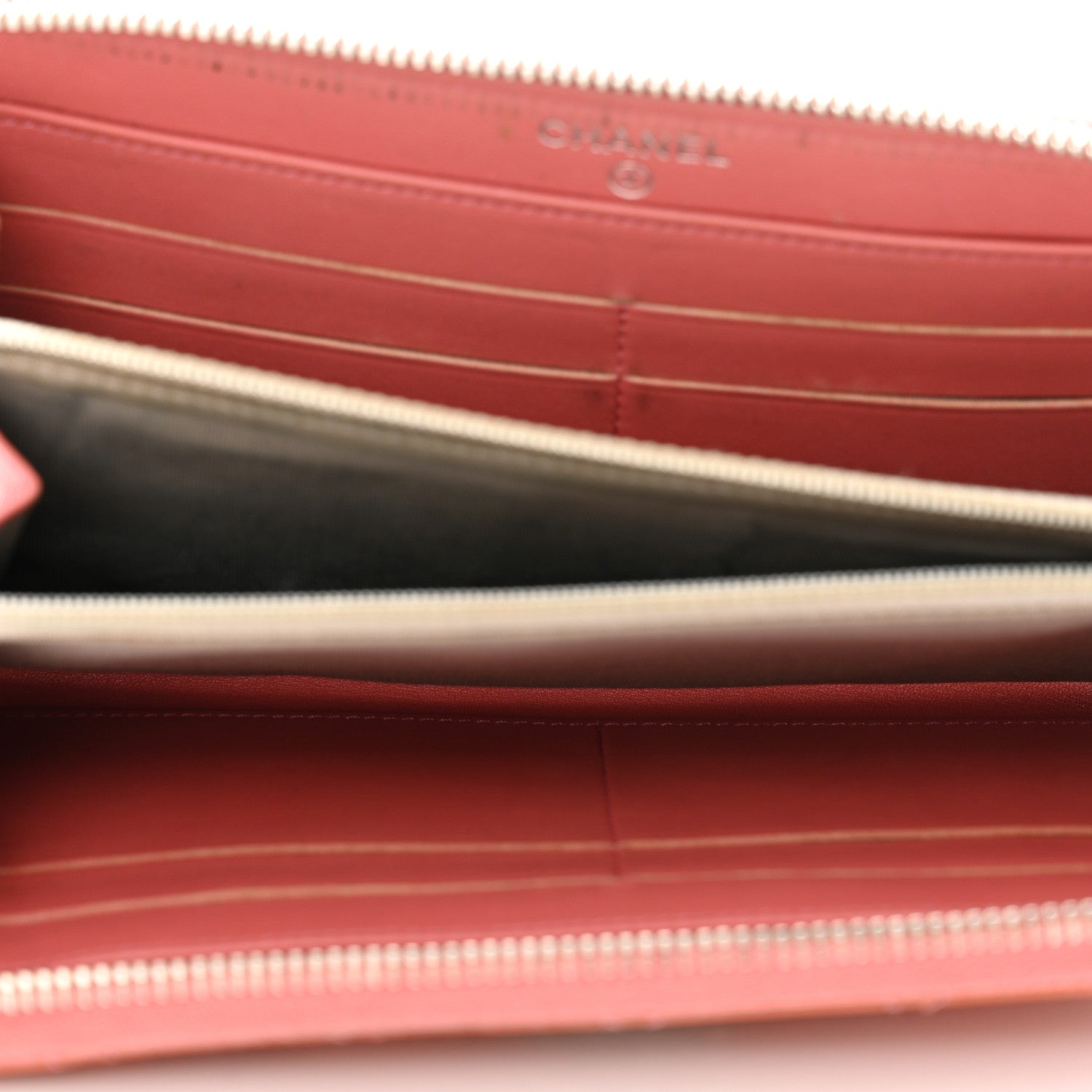 Chanel Patent Quilted Brilliant Zip Around Wallet Coral 5 of 13