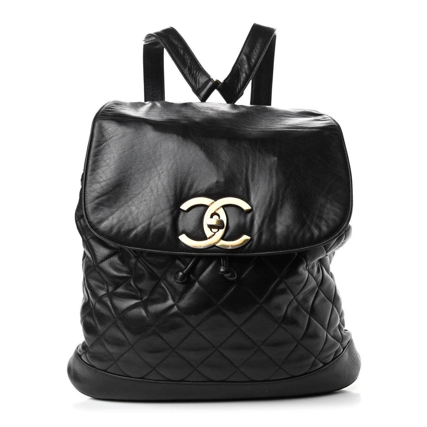 Lambskin Quilted Backpack Black