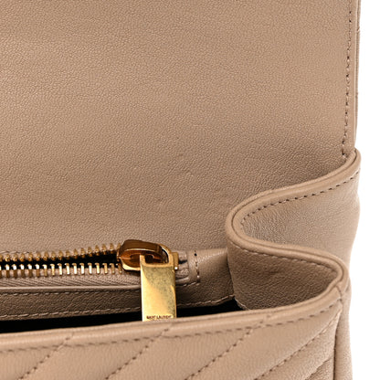 Saint Laurent Sheepskin Matelasse Chevron Monogram Medium College Bag Dark Beige 11 of 14