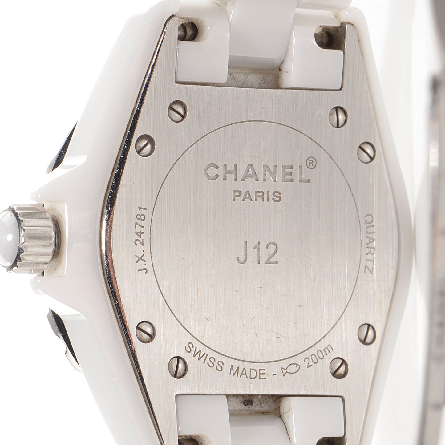 Stainless Steel Ceramic Diamond 33mm J12 Quartz Watch White