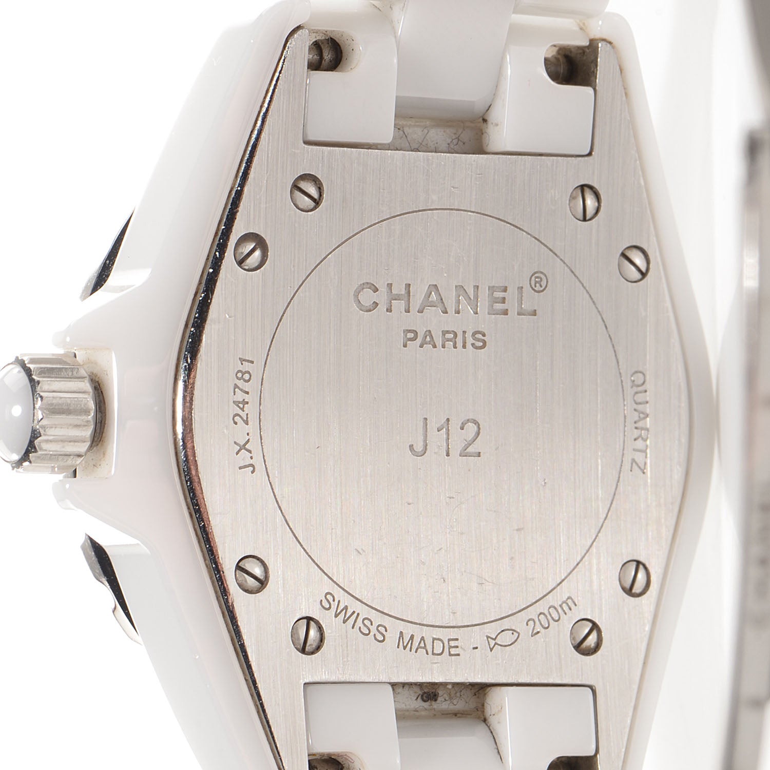 Chanel Stainless Steel Ceramic Diamond 33mm J12 Quartz Watch White 4 of 7