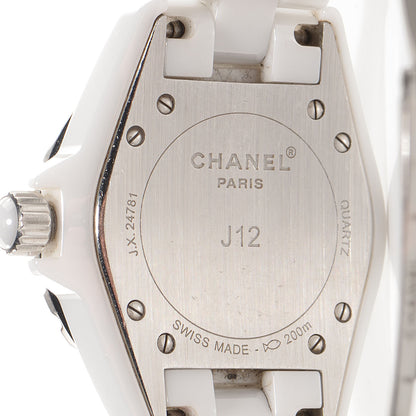 Chanel Stainless Steel Ceramic Diamond 33mm J12 Quartz Watch White 4 of 7