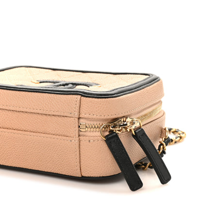 Chanel Caviar Quilted Small CC Filigree Vanity Case Beige Black 10 of 11