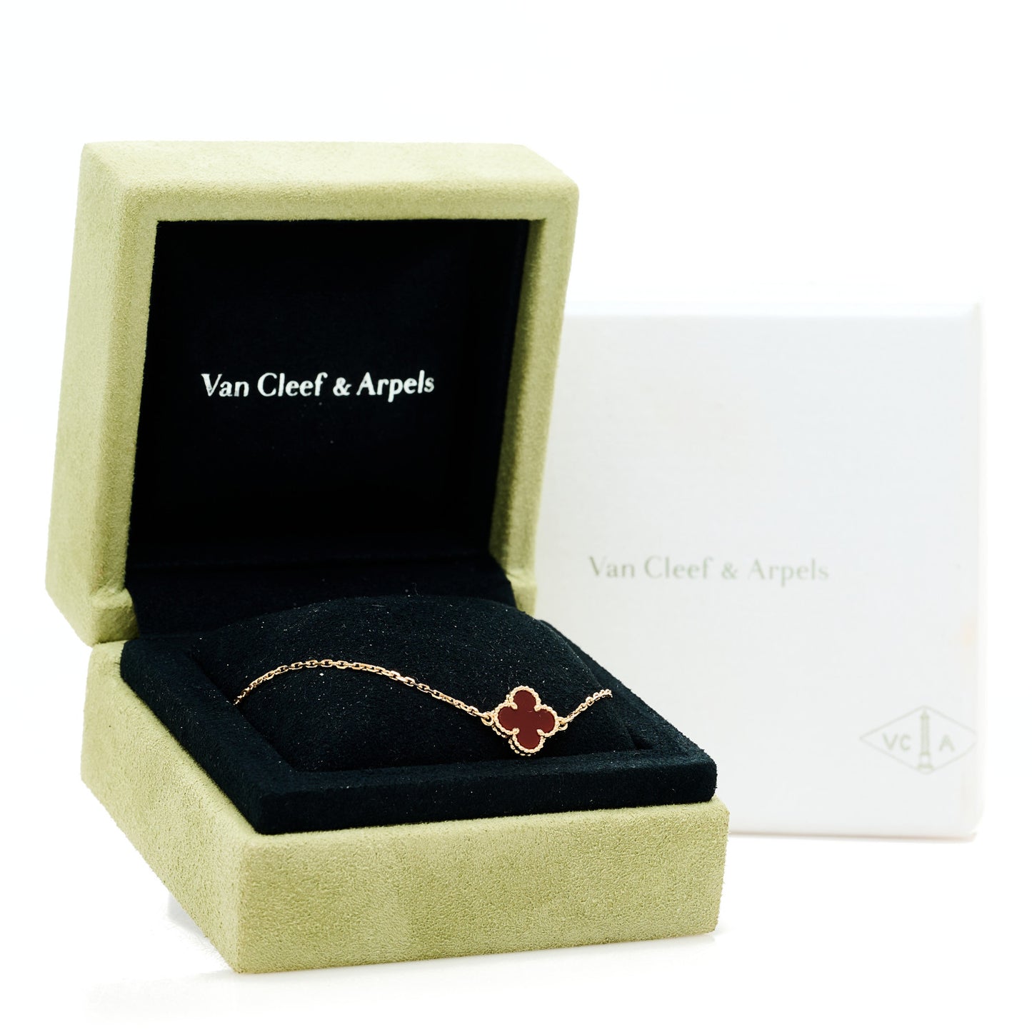 18K Rose Gold Carnelian Sweet Alhambra Bracelet