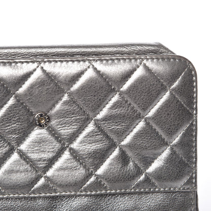 Chanel Metallic Calfskin Quilted Boy Wallet On Chain WOC Silver 11 of 13